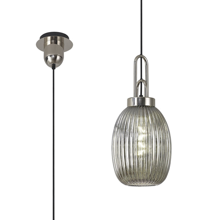 Nelson Lighting NLK05239 Acme 1 Light Pendant Polished Nickel Matt Black