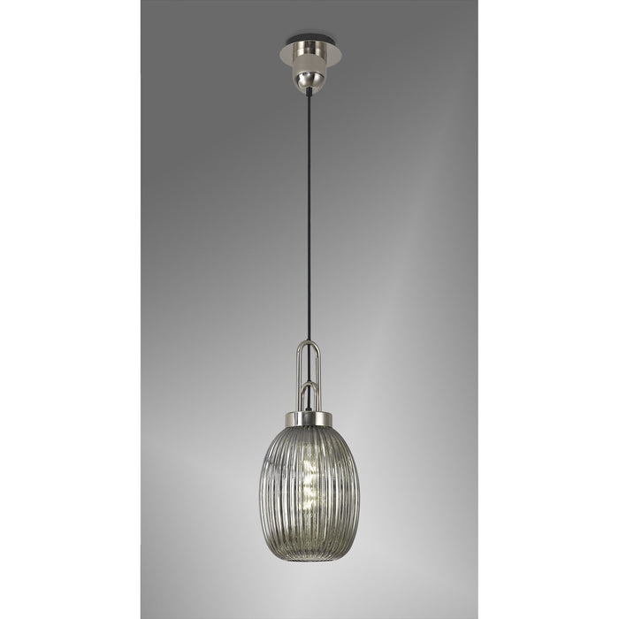 Nelson Lighting NLK05239 Acme 1 Light Pendant Polished Nickel Matt Black