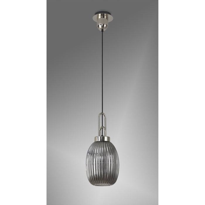 Nelson Lighting NLK05239 Acme 1 Light Pendant Polished Nickel Matt Black