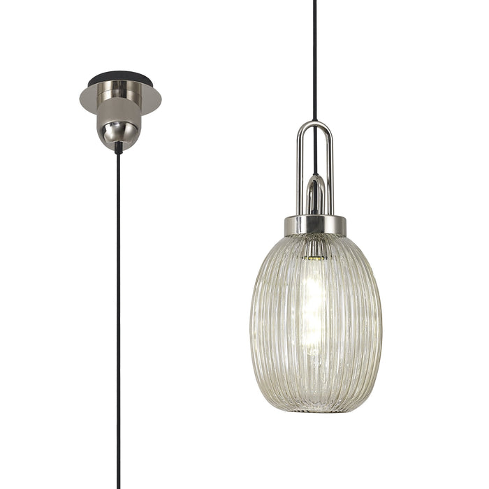 Nelson Lighting NLK05249 Acme 1 Light Pendant Polished Nickel Matt Black