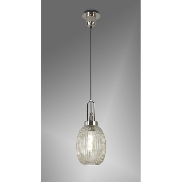 Nelson Lighting NLK05249 Acme 1 Light Pendant Polished Nickel Matt Black