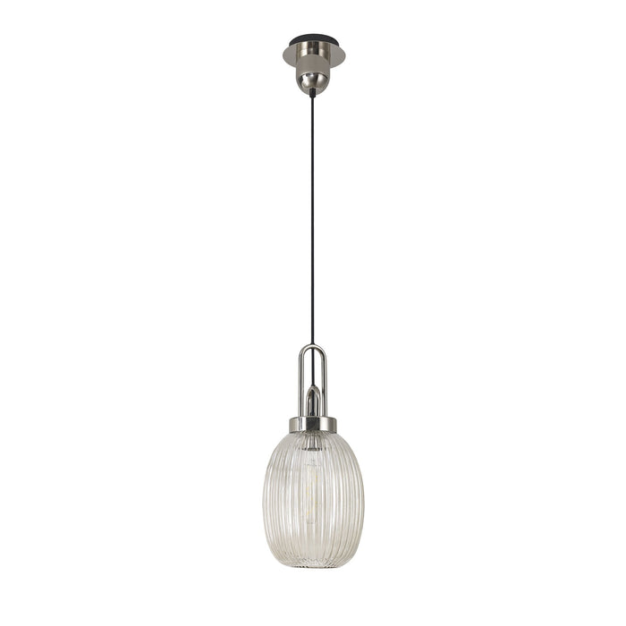 Nelson Lighting NLK05249 Acme 1 Light Pendant Polished Nickel Matt Black