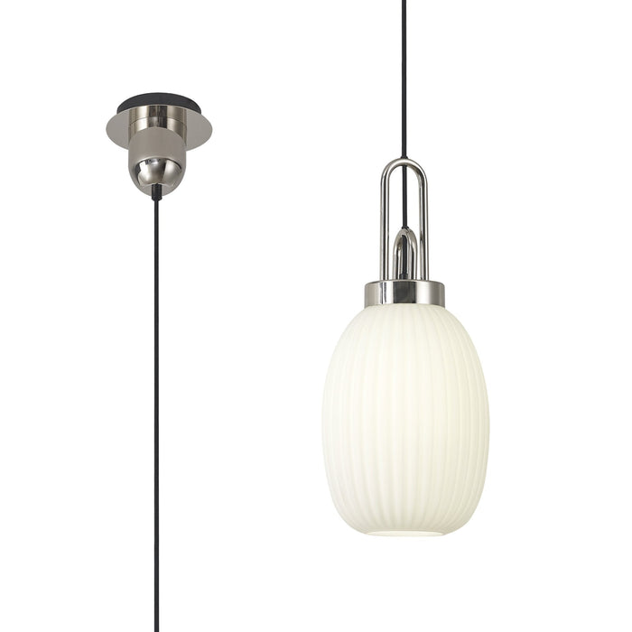 Nelson Lighting NLK05259 Acme 1 Light Pendant Polished Nickel Matt Black