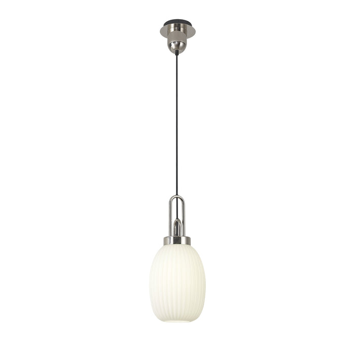 Nelson Lighting NLK05259 Acme 1 Light Pendant Polished Nickel Matt Black