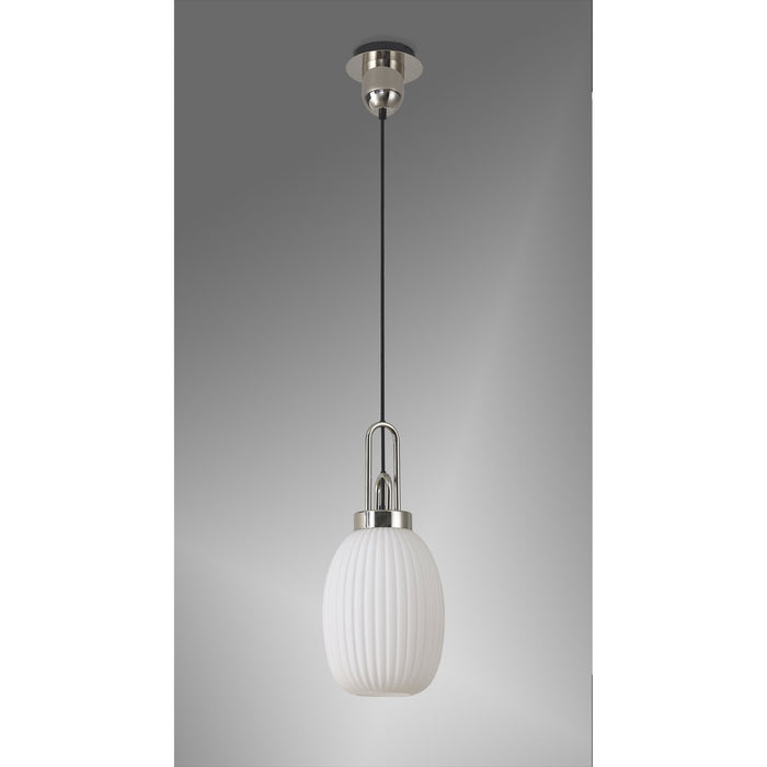 Nelson Lighting NLK05259 Acme 1 Light Pendant Polished Nickel Matt Black