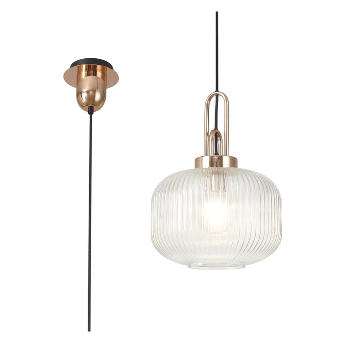 Nelson Lighting NLK05279 Acme 1 Light Pendant Copper Matt Black