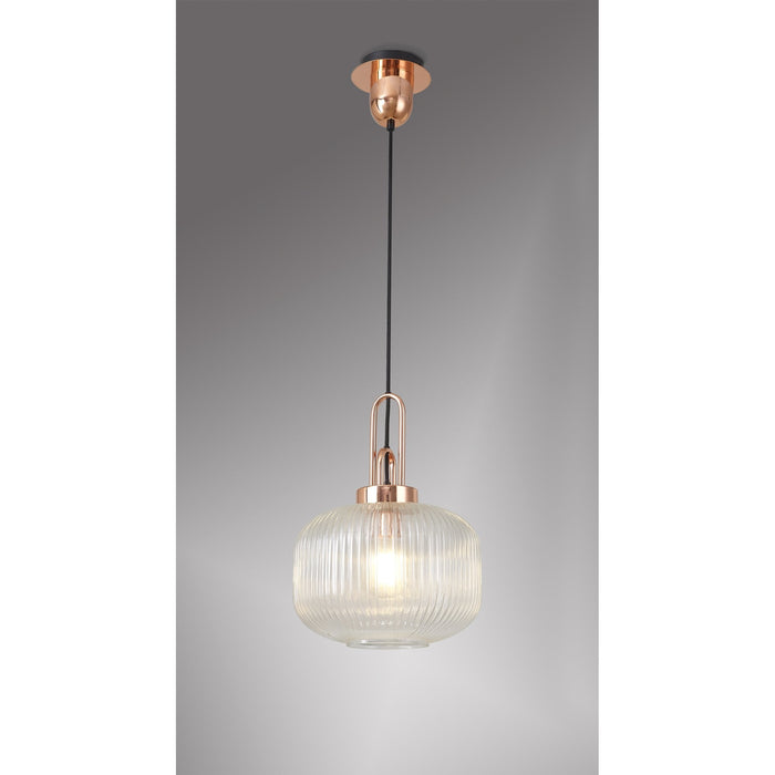 Nelson Lighting NLK05279 Acme 1 Light Pendant Copper Matt Black