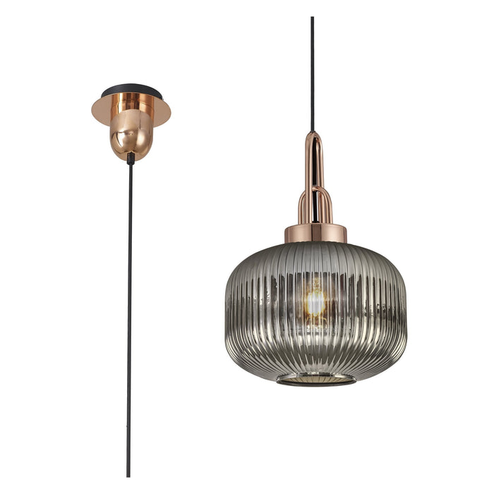 Nelson Lighting NLK05289 Acme 1 Light Pendant Copper Matt Black