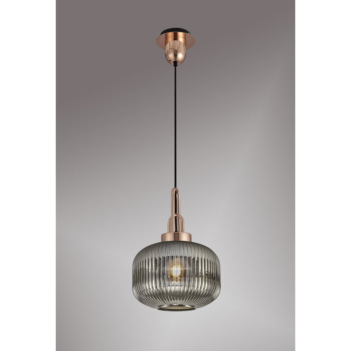 Nelson Lighting NLK05289 Acme 1 Light Pendant Copper Matt Black