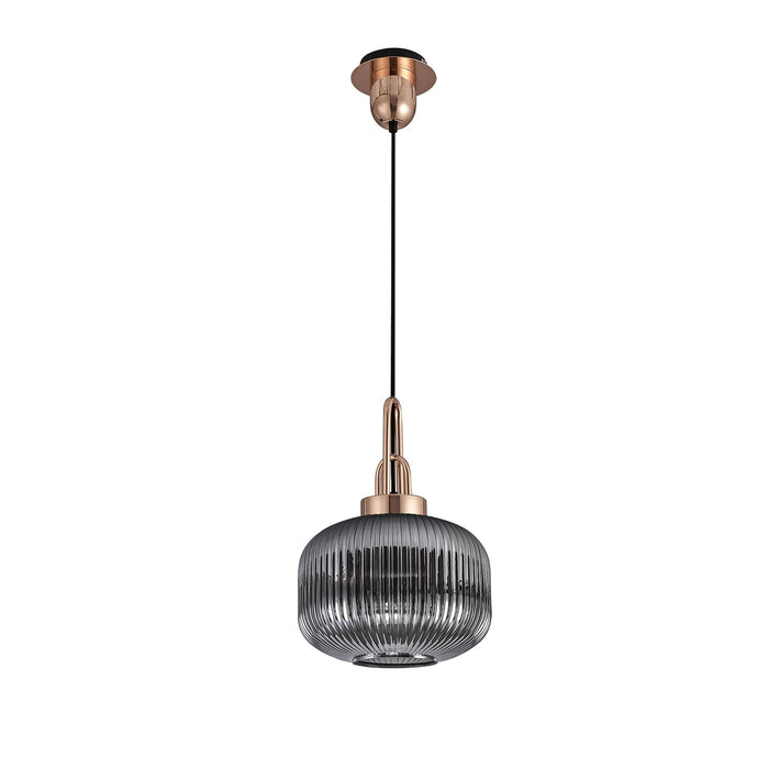 Nelson Lighting NLK05289 Acme 1 Light Pendant Copper Matt Black