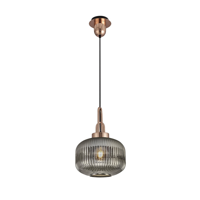 Nelson Lighting NLK05289 Acme 1 Light Pendant Copper Matt Black