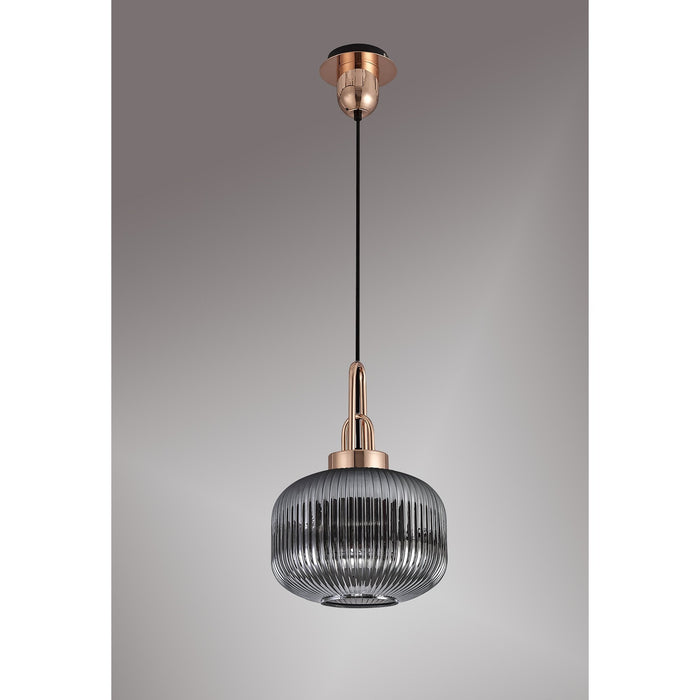 Nelson Lighting NLK05289 Acme 1 Light Pendant Copper Matt Black