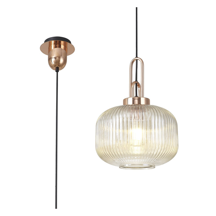 Nelson Lighting NLK05299 Acme 1 Light Pendant Copper Matt Black