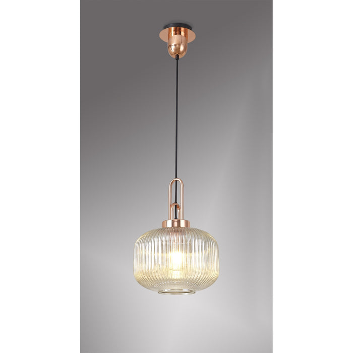 Nelson Lighting NLK05299 Acme 1 Light Pendant Copper Matt Black