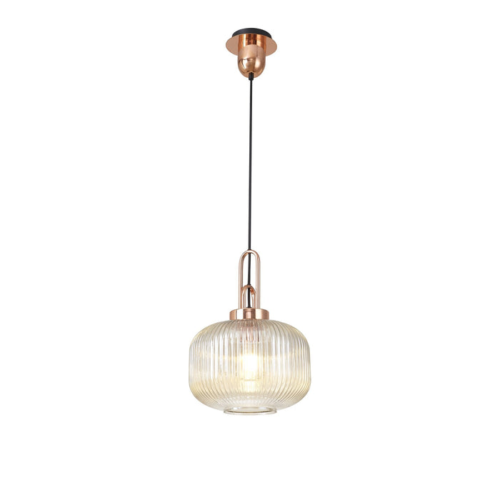 Nelson Lighting NLK05299 Acme 1 Light Pendant Copper Matt Black