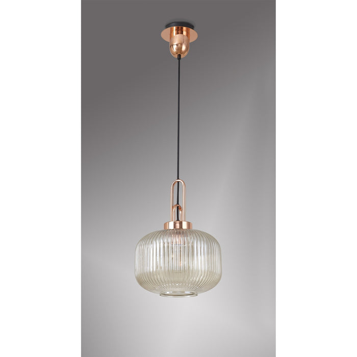 Nelson Lighting NLK05299 Acme 1 Light Pendant Copper Matt Black