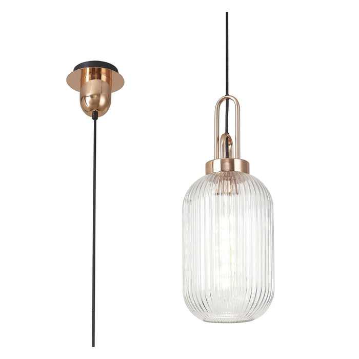 Nelson Lighting NLK05319 Acme 1 Light Pendant Copper Matt Black