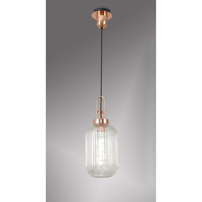 Nelson Lighting NLK05319 Acme 1 Light Pendant Copper Matt Black