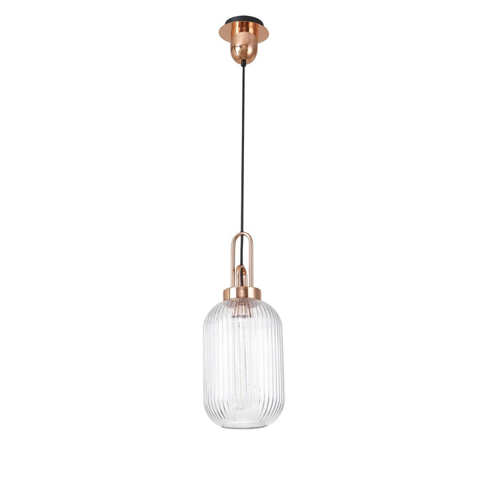 Nelson Lighting NLK05319 Acme 1 Light Pendant Copper Matt Black