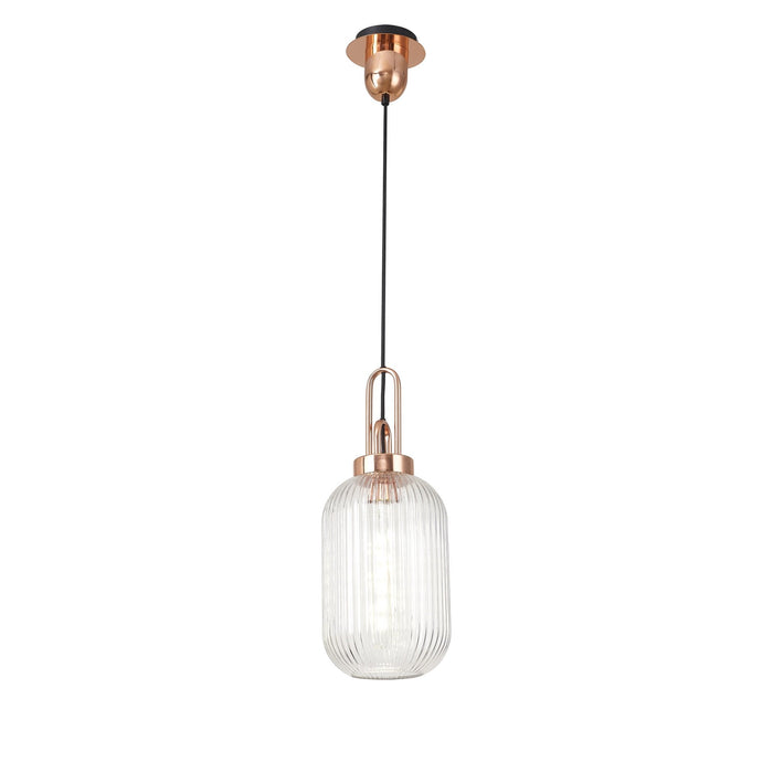 Nelson Lighting NLK05319 Acme 1 Light Pendant Copper Matt Black