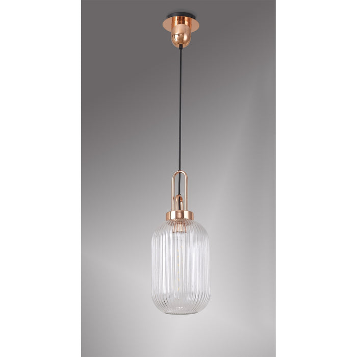 Nelson Lighting NLK05319 Acme 1 Light Pendant Copper Matt Black