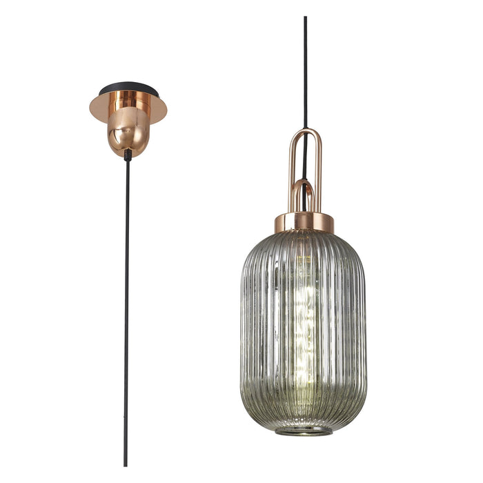 Nelson Lighting NLK05329 Acme 1 Light Pendant Copper Matt Black