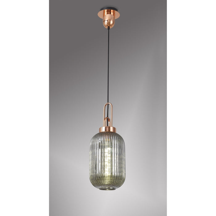 Nelson Lighting NLK05329 Acme 1 Light Pendant Copper Matt Black