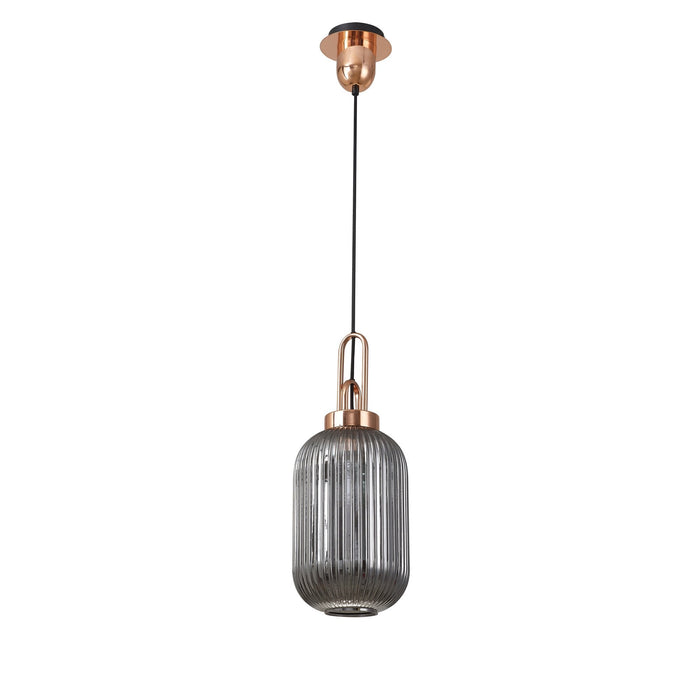 Nelson Lighting NLK05329 Acme 1 Light Pendant Copper Matt Black