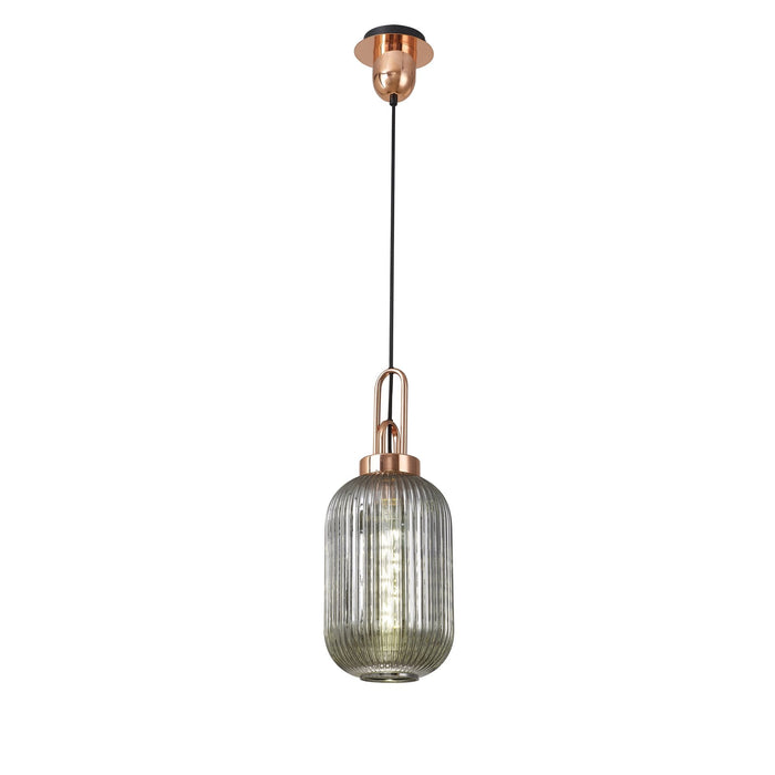 Nelson Lighting NLK05329 Acme 1 Light Pendant Copper Matt Black