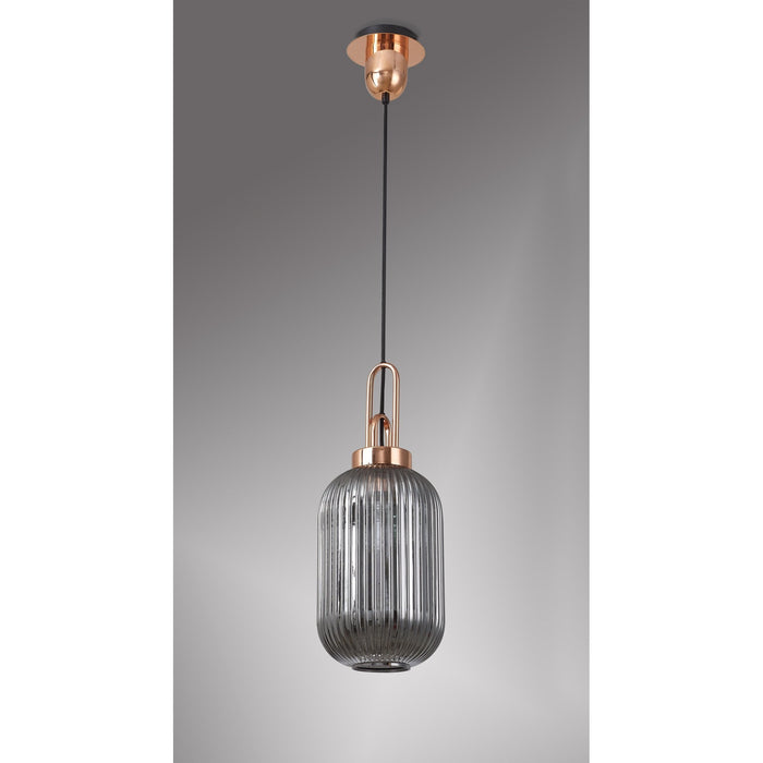 Nelson Lighting NLK05329 Acme 1 Light Pendant Copper Matt Black