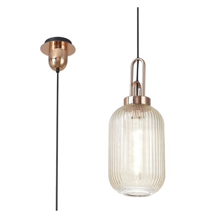 Nelson Lighting NLK05339 Acme 1 Light Pendant Copper Matt Black