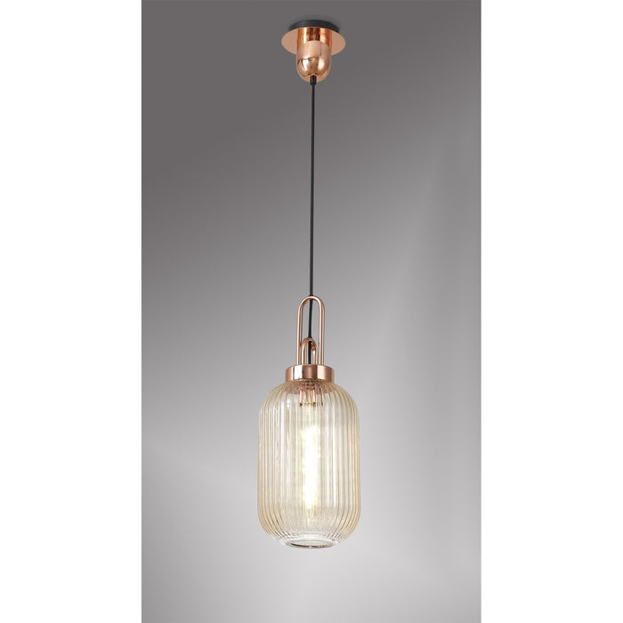 Nelson Lighting NLK05339 Acme 1 Light Pendant Copper Matt Black