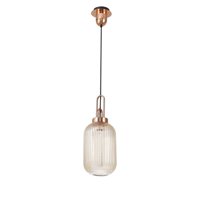 Nelson Lighting NLK05339 Acme 1 Light Pendant Copper Matt Black