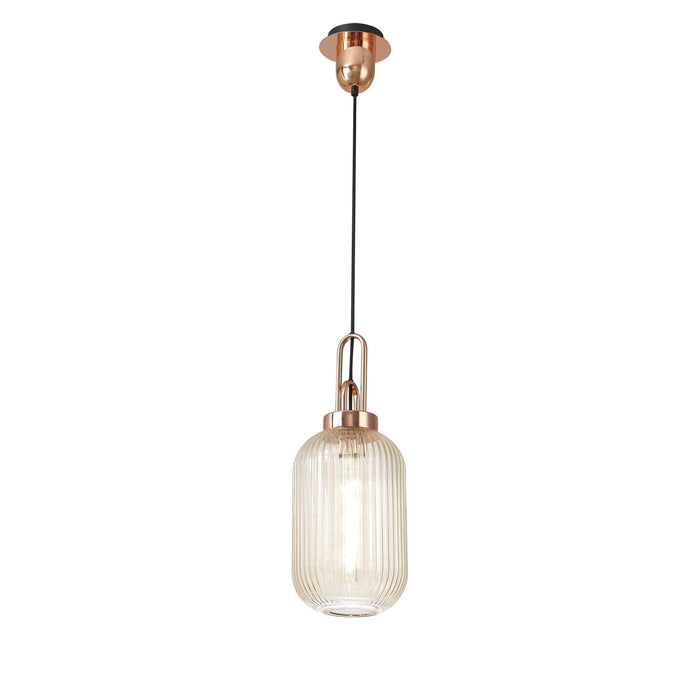 Nelson Lighting NLK05339 Acme 1 Light Pendant Copper Matt Black