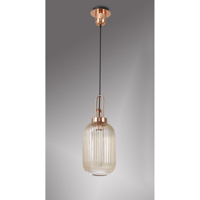 Nelson Lighting NLK05339 Acme 1 Light Pendant Copper Matt Black