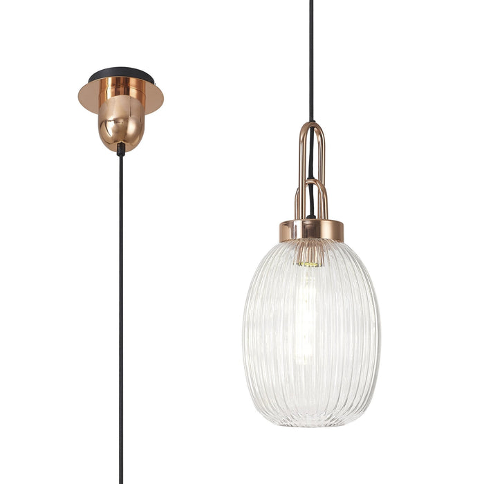 Nelson Lighting NLK05349 Acme 1 Light Pendant Copper Matt Black