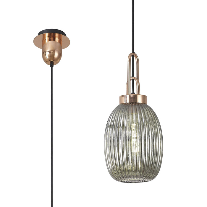 Nelson Lighting NLK05359 Acme 1 Light Pendant Copper Matt Black