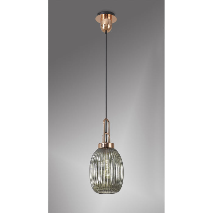 Nelson Lighting NLK05359 Acme 1 Light Pendant Copper Matt Black