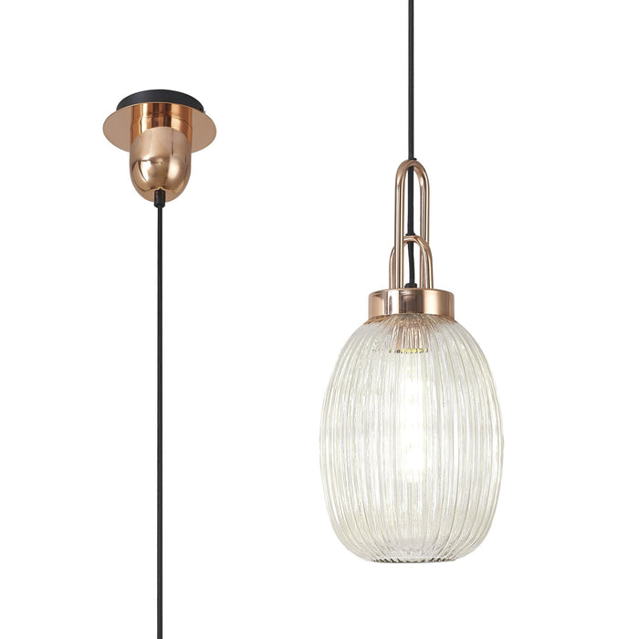 Nelson Lighting NLK05369 Acme 1 Light Pendant Copper Matt Black