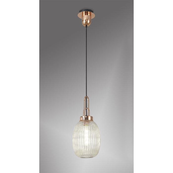 Nelson Lighting NLK05369 Acme 1 Light Pendant Copper Matt Black