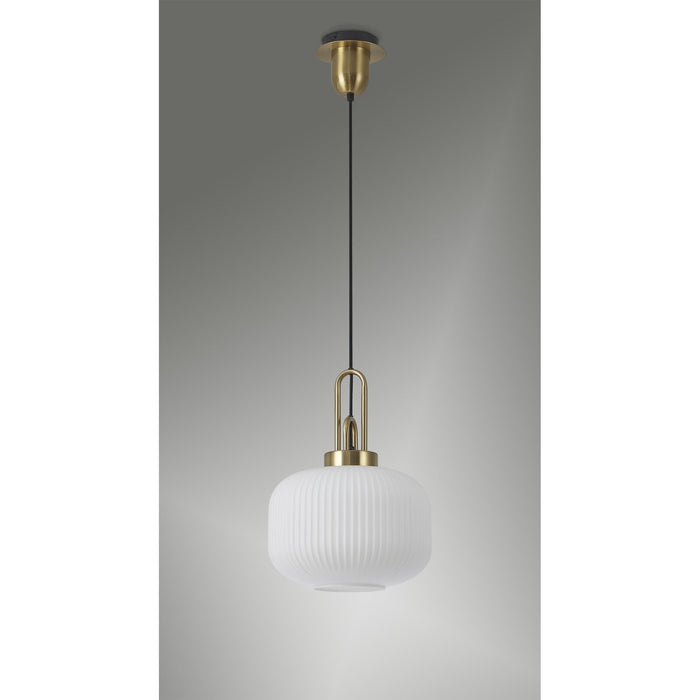 Nelson Lighting NLK05389 Acme 1 Light Pendant Brass Gold Matt Black