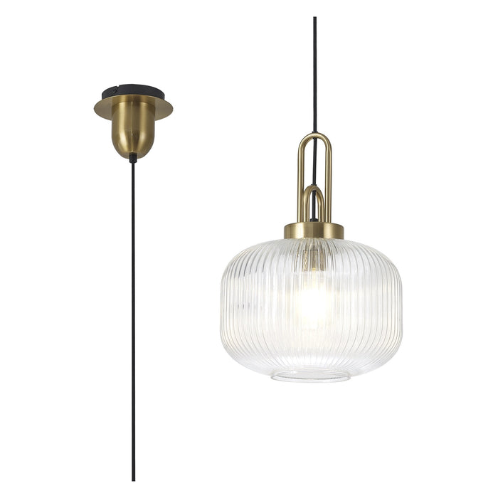 Nelson Lighting NLK05399 Acme 1 Light Pendant Brass Gold Matt Black