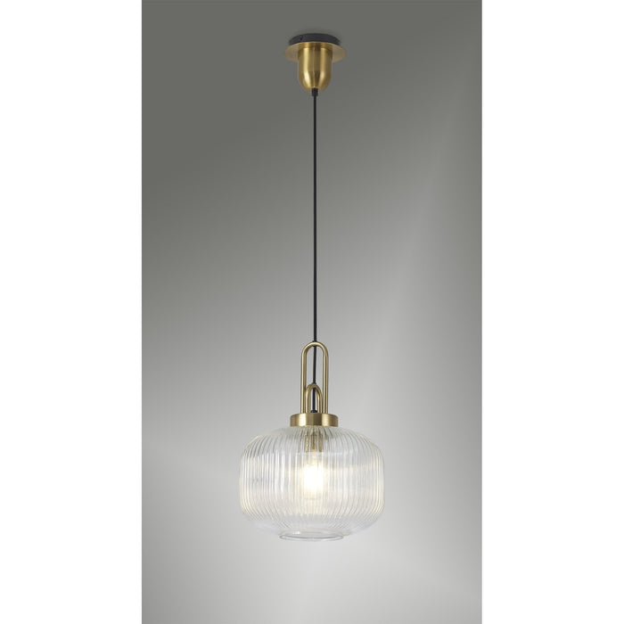 Nelson Lighting NLK05399 Acme 1 Light Pendant Brass Gold Matt Black