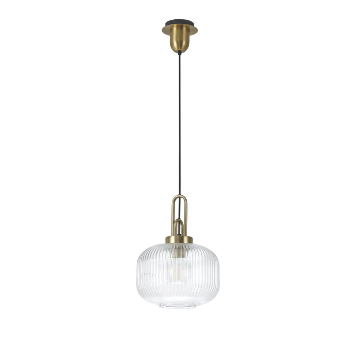 Nelson Lighting NLK05399 Acme 1 Light Pendant Brass Gold Matt Black