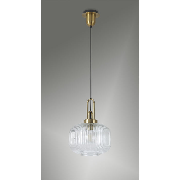 Nelson Lighting NLK05399 Acme 1 Light Pendant Brass Gold Matt Black