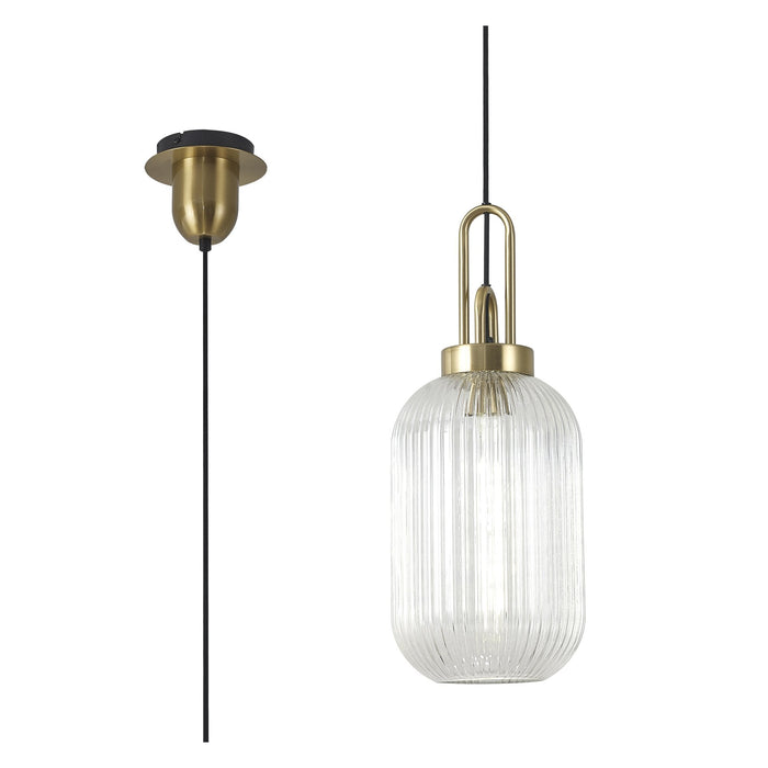 Nelson Lighting NLK05429 Acme 1 Light Pendant Brass Gold Matt Black