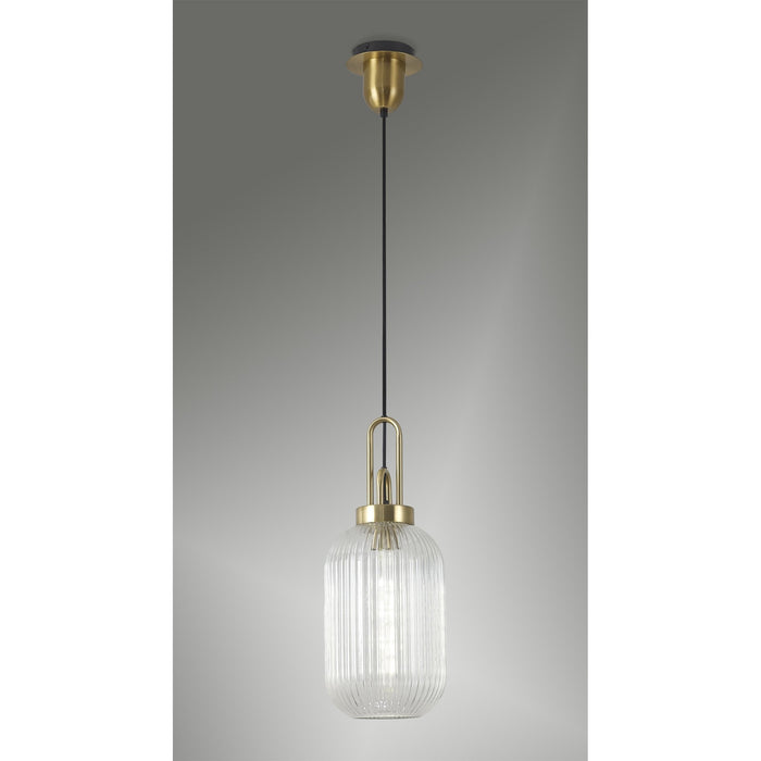 Nelson Lighting NLK05429 Acme 1 Light Pendant Brass Gold Matt Black