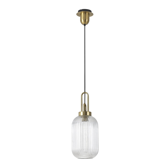 Nelson Lighting NLK05429 Acme 1 Light Pendant Brass Gold Matt Black