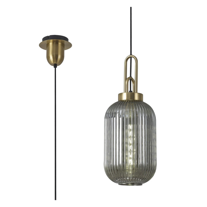 Nelson Lighting NLK05439 Acme 1 Light Pendant Brass Gold Matt Black