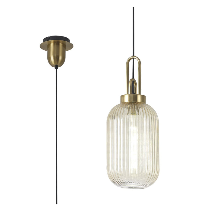 Nelson Lighting NLK05449 Acme 1 Light Pendant Brass Gold Matt Black